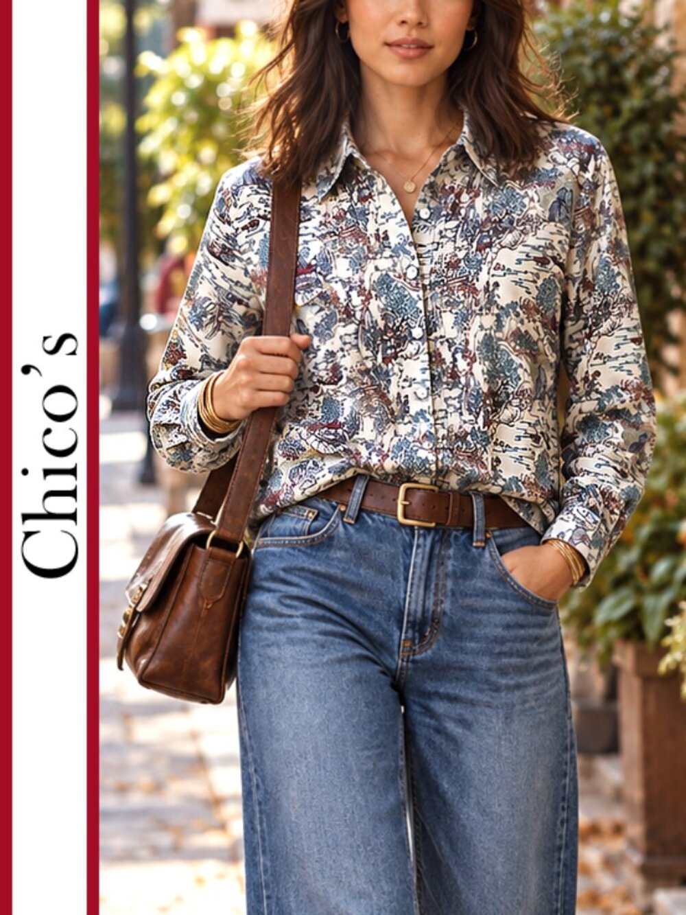 Chico's | 'Asianscape' Kira Long Sleeve Shirt
